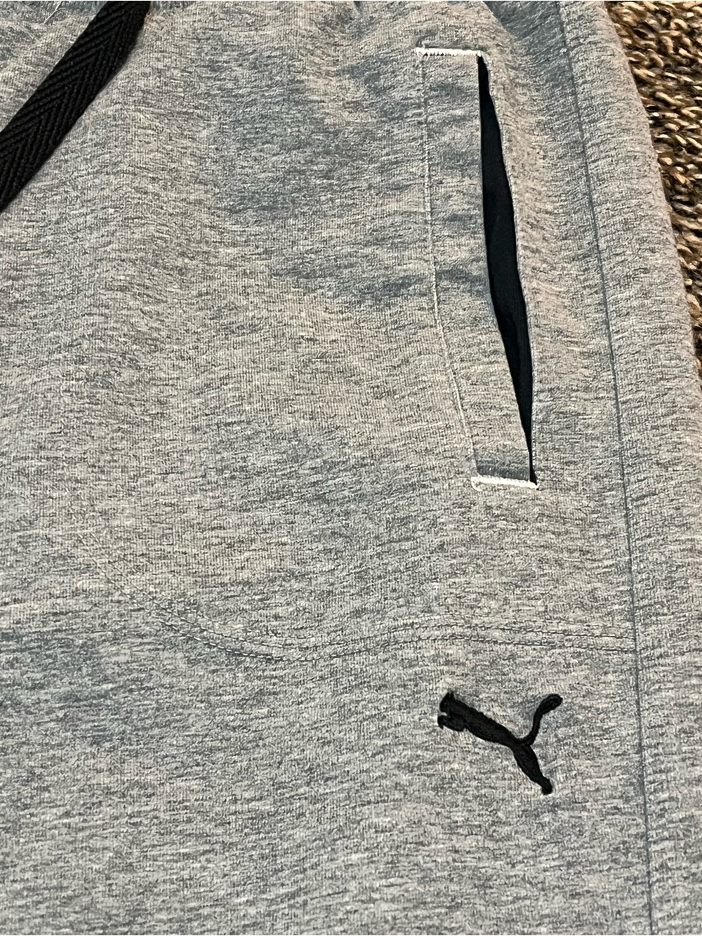 Puma Light Gray Jogger Sweatpants with Black Drawstring - Picture 2 of 9